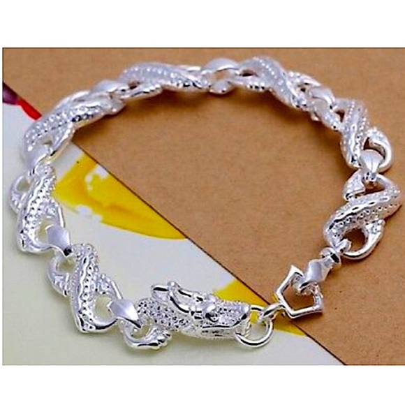 Sterling Silver Dragon Chain Link Bracelet Matching Ring Set - Picture 7 of 14